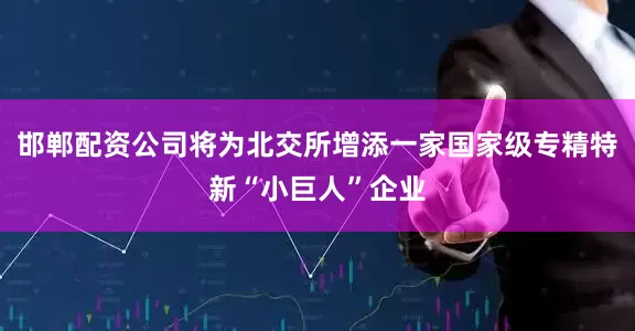 邯郸配资公司将为北交所增添一家国家级专精特新“小巨人”企业